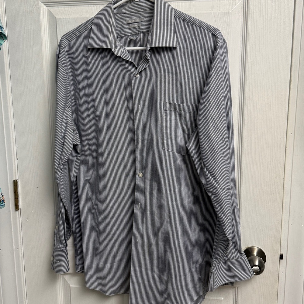 Van Heusen Navy and White Striped Shirt